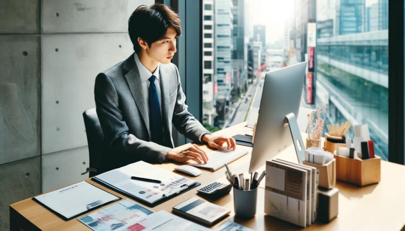 仕事に勤しむサラリーマン